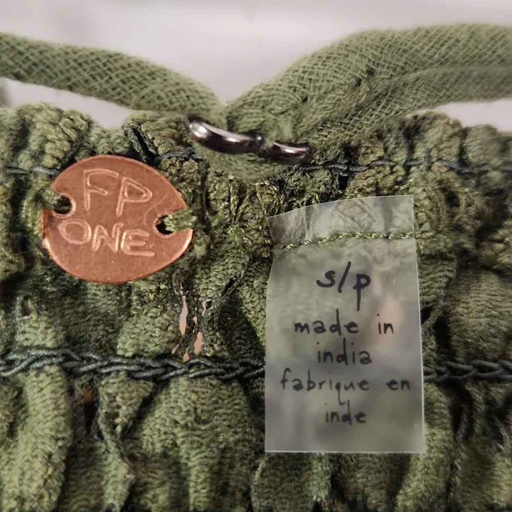 NWT FREE PEOPLE Intimately Women's sz S Olive color adjustable straps tunic - Picture 7 of 8